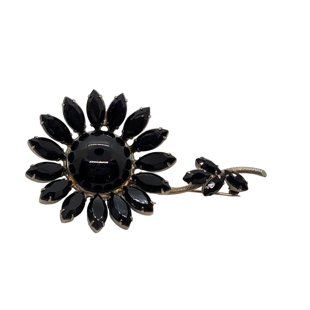 Black Flower Vintage Brooch